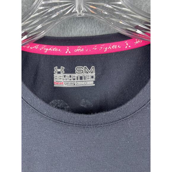 Under Armour She's a‎ Fighter Shirt Women's S Black Long Sleeve Semi Fitted - Picture 4 of 9